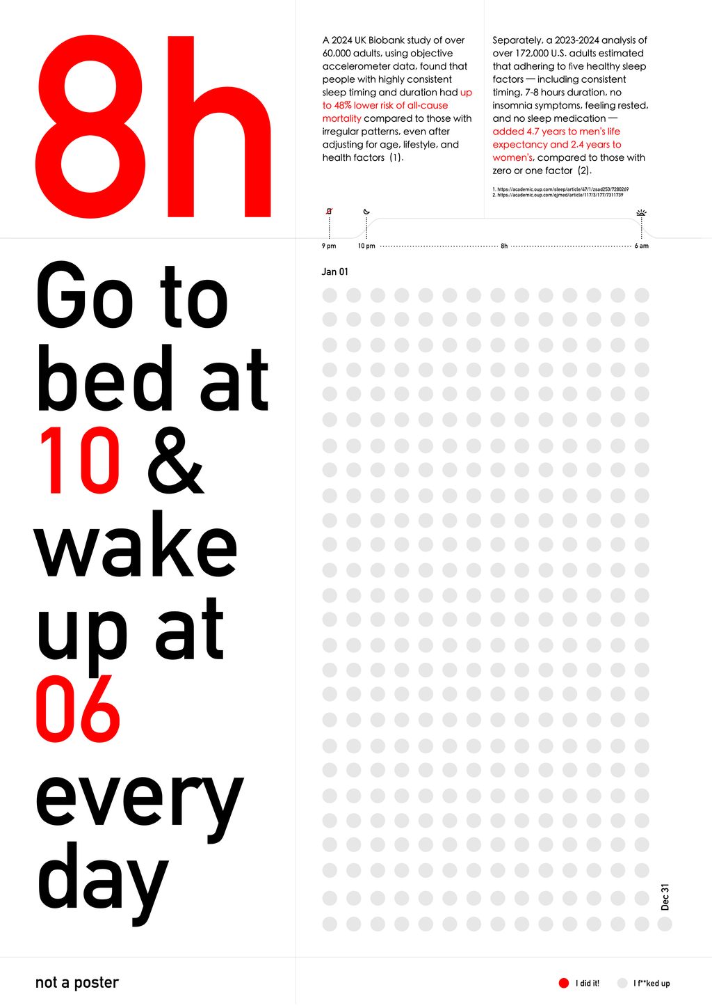 Go to bed at 10 & wake up at 6